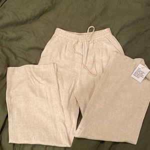 Topshop wide-leg relaxed linen pants in neutral, size 6